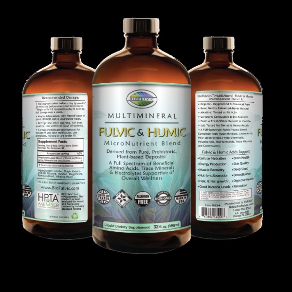Fulvic & Humic Acid Extra Strength OXYGENATED Trace Mineral Supplement in GLASS