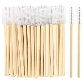 100 varitas desechables para rímel, brocha de bambú para extensiones de pestañas, brocha de cejas de pestañas, kits de maquillaje aplicador de varita de pestañas, color blanco