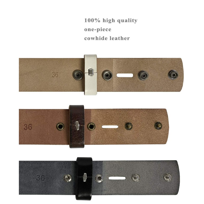 Men's Western Tooled Full Grain Leather Jean Belt Black 1.5"