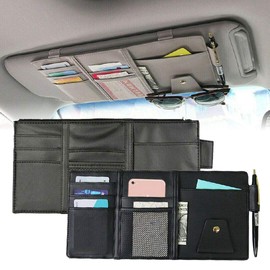 Baceyong Car Card Holder Organiser Bag Car Decoration Storage Bag Car Sun Visor - Black