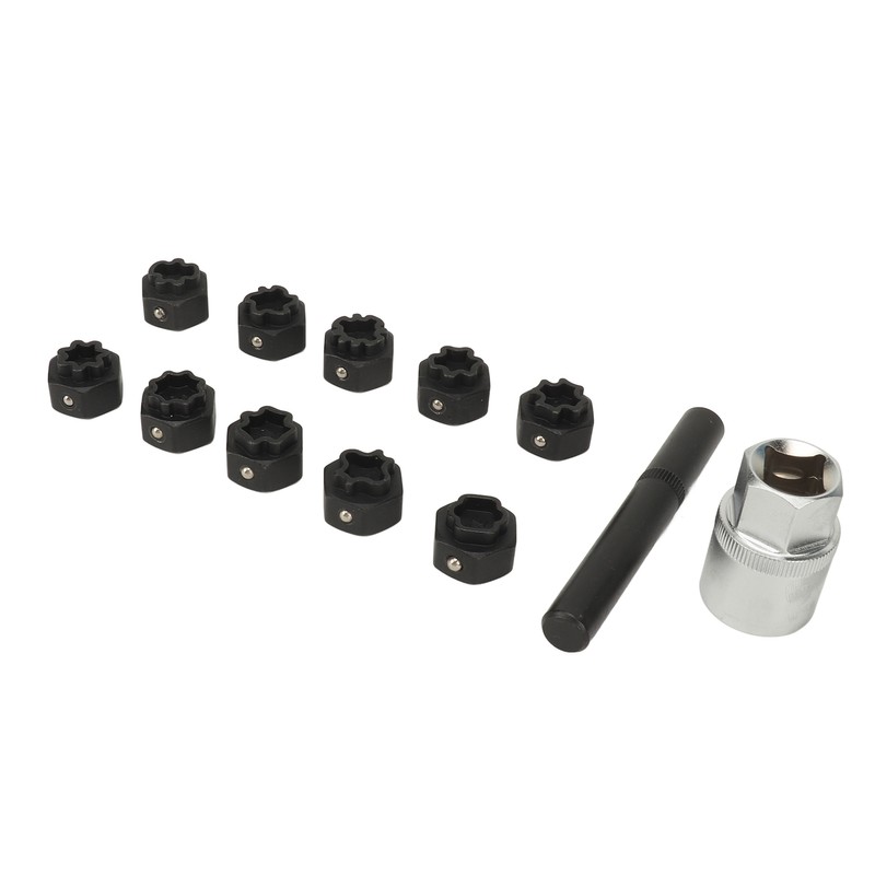 12pcs Wheel Locking Nut Key Kit Rustproof Anti Theft Lug