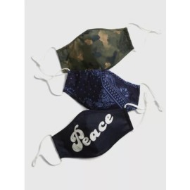 GAP Comfort Contour Face Masks Peace, Bandana & Camo 100% Cotton 3 Pack Adjust
