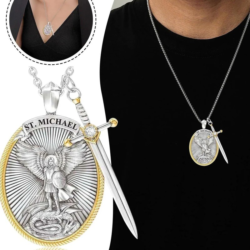 Audday St. Michael Pendant for Men Saint Michael Archangel Pendant