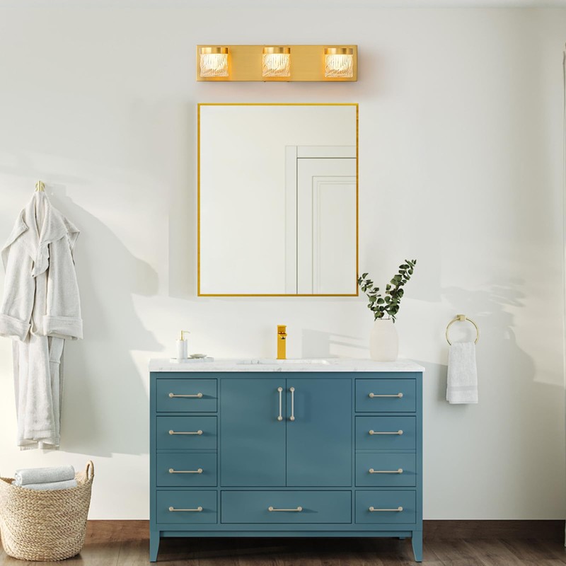 WILON 3-Light LED Vanity Wall Sconce, Gold Bathroom Lighting Fixture