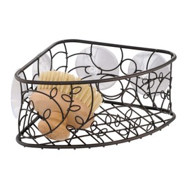 iDesign Twigz Metal Bathroom Suction Holder, Shower Organizer Corner Basket for Sponges, Scrubbers, Soap, Shampoo, Conditioner, 9" x 7" x 4",76181