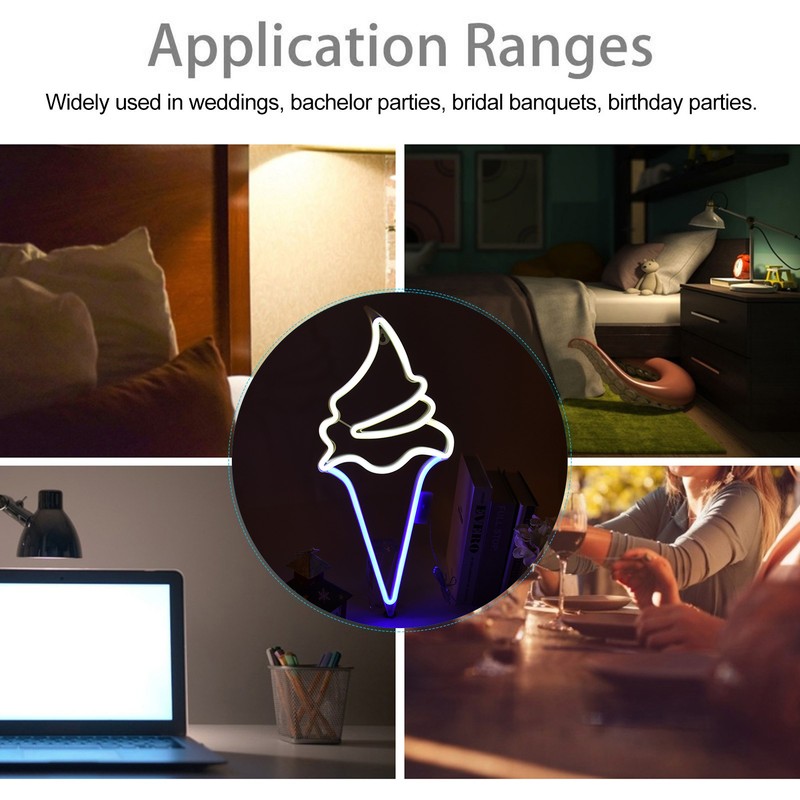 LED Neon Light Ice Cream Waterproof Battery USB Powered Hangable