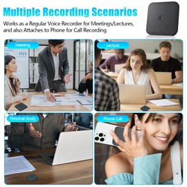 Digital Voice Recorder - AI Voice Recorder with Voice Recognition Summary - Audio Recorder for Calls, Lectures & Meetings, App Control, 64GB Memory, Black