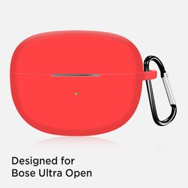 Miimall Silicone Case Compatible with Bose Ultra Open Case, Soft Silicone Dust-Proof & Front LED Visible Protective Case for Bose Ultra Open Wireless Earbuds with Keychain (Red)