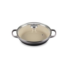 Le Creuset Enameled Cast Iron Signature Round Braiser with Glass Lid, 2.25 qt., Oyster