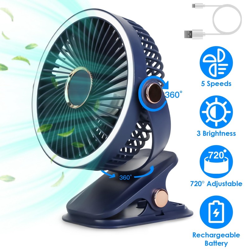Edge by Body Code Portable Quiet Clip-On Fan with 5