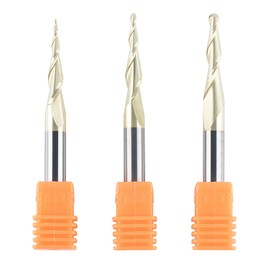 SpeTool - Fresa de punta de bola de carburo de 3 piezas, fresadora de extremo CNC de 1/16 1/32 1/64, radio de corte para madera 3D, grabado MDF roble