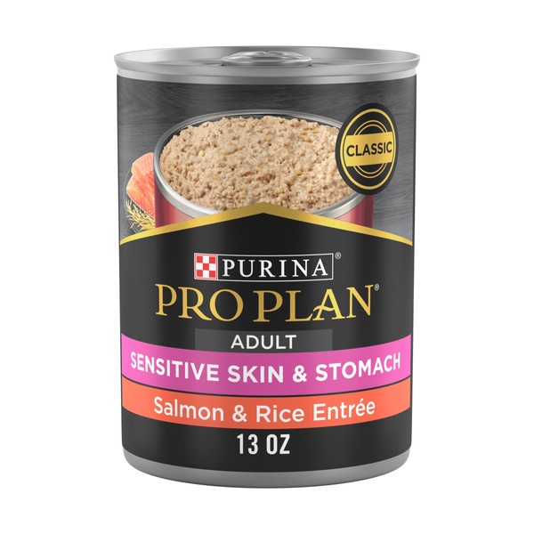 Purina Pro Plan Sensitive Skin and Stomach Wet Dog Food Pate Salmon and Rice Entree - 13 oz. Can