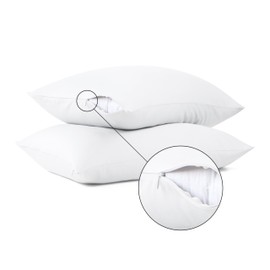 100% Cotton Classic Pillow Protectors with Invisible Zipper, 600 Thread Count Sateen Weave Soft and Breathable Pillow Cases, Protect Pillows from Dirt, Dust and Debris (Queen, 20"x30", Set of 4)