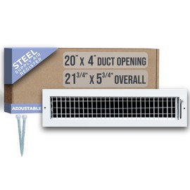 Fits 20x4 Duct Opening Steel Adjustable Air Supply Grille by Handua | Register Vent Cover Grill for Sidewall and Ceiling | White | Outer Dimensions: 21.75" X 5.75"