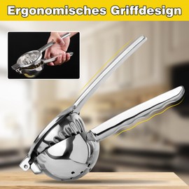 OMMO Premium Zitronenpresse Edelstahl, Saftpresse Manuell, Durchmesser Lemon Squeezer, Zitruspresse Manuell für Bar, Küche, Restaurant, Anti-Ätzmittel, Spülmaschinenfest