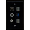 RiteAV CAT6 Coax 2 HDMI TOSLINK USB 3 Flat/Solid Wall Plate [Black]