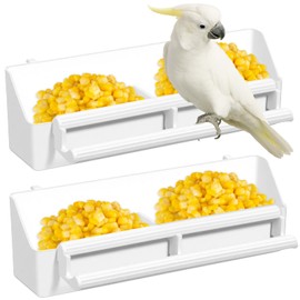 2 Pack Bird Feeder for Cage, Hanging Plastic Bird Food and Water Dispenser with Perches Birds Bowls for Parakeet, Cockatiel, Canary, Parrot