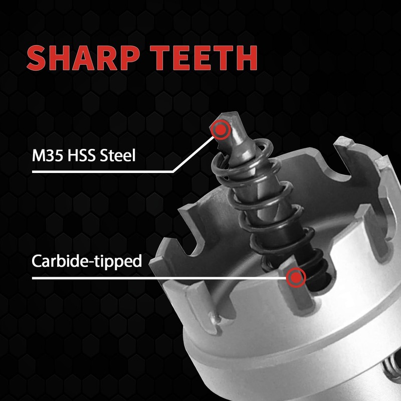 Carbide Hole Cutter 7/8, 1-1/8, 1-3/8”, Heavy Duty Carbide Tipped