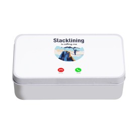 Fabulous Metallbox, Weiß, Slackline Is Calling Me Mountain Outdoor – 11 x 18,5 x 5,5 cm – Aufbewahrungsbox, Schlüssel, Werkzeug, Brotdose, Zucker, Kekse