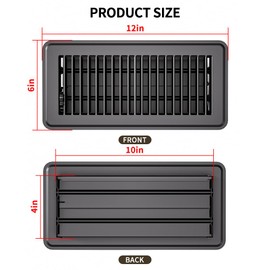 FanGoFast 4" x 10" Floor Register 6 Pack, Heavy Duty Steel Walkable Floor Vents, Easy Adjust Air Vent Covers for Home Floor Wall Sidewall Office (Dark Gray)