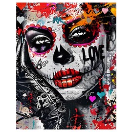 Tucocoo Girl Portrait Jigsaw Puzzles for Adults 1000 Pieces, Graffiti Fashion Skeleton Woman Art Jigsaw Puzzle Colorful DIY Puzzles for Home Decoration Gifts, Family Puzzle Perfect for Game Nights