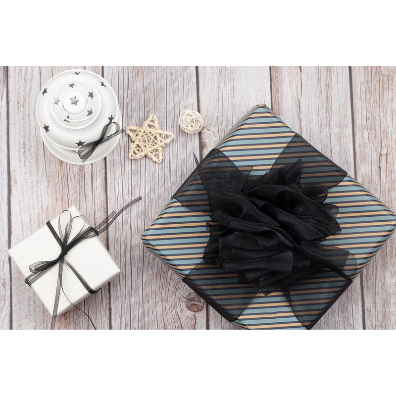 [JOKOVIKI] Black Organza Ribbon 6mm Width - Perfect for Gift