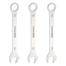 HARFINGTON 3pcs Thin Combination Wrench Metric 15mm Torx Ended Box 15 Degree Offset Open End Stainless Steel, Silver Tone