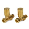 Brushed Brass Radiator Valves Angled Straight Corner 15mm Traditional Towel