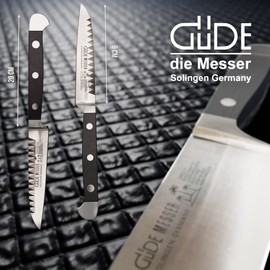 Güde Alpha Series Hand Forged/Sharpened Decorating Knife With Black Hostaform Handle 3 1/2-in, Made in Solingen, Germany Since 1910