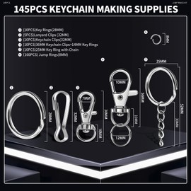 LEOBRO 145PCS Key Chain Rings and Keychain Clips for Keychains, Lobster Claw Clasps and Key Rings, Keychain Accessories, Bulk Lanyard Clips Keychain Rings Keychain Clips for Crafts, Keychain