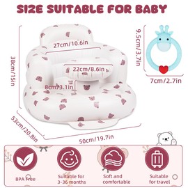 AYESY Baby Inflatable Seat, Inflatable Baby Chair, Inflatable Baby Seat, for Babies 3 Months and Up Built in Air Pump Infant Back Support Sofa Toddler Chair for Sitting Up, Quick Inflate (Bear)