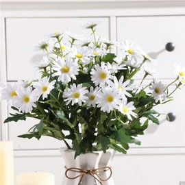 Gumolutin 4 PCS Artificial Silk Daisy Flower Bouquet for Home Table Centerpieces Arrangement Decoration, White