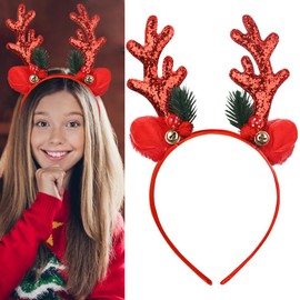 Christmas Headbands Christmas Glitter Elk Antlers Christmas Trees Hair Bands Holiday Party Accessory for Women Girls
