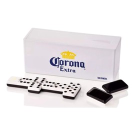 DOMINO'S AZTECA MEXICO Dominó Corona Extra Blanco y Negro Caja de Plástico