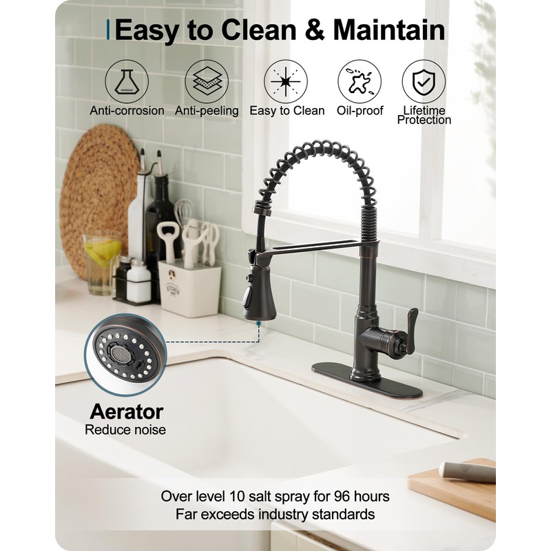 HOIGY Oil Rubbed Bronze Kitchen Faucet with Pull Down Sprayer,