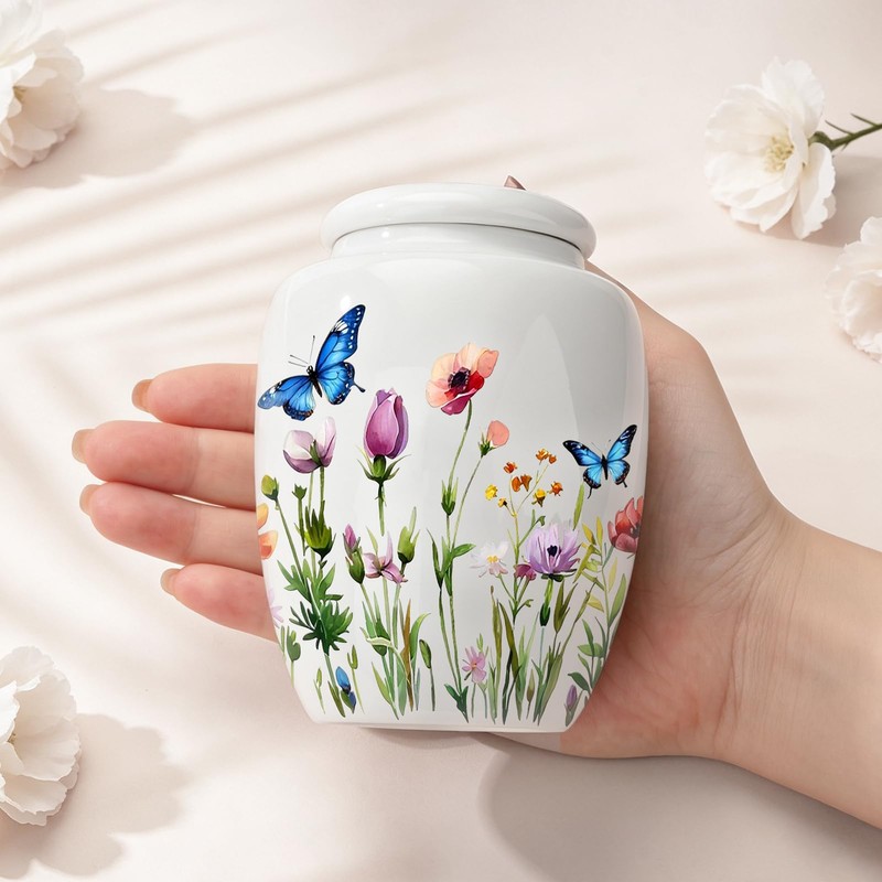 4.33 Inches Small Cremation Urn for Human Ashes Ceramic Decorative