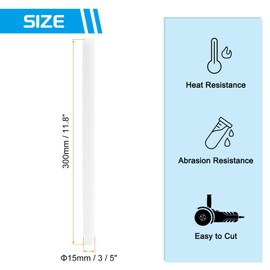 sourcing map ABS Plastic Rod Round Solid Bar 15 mm x 300mm White for DIY Model Material, Architectural Model Making, DIY Sand Table, Pack of 1