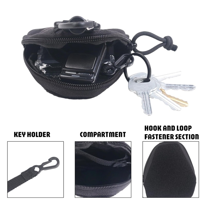 XTACER Tactical Keychain Pouch, Mini Molle Pouch Wallet, Coin Wallet