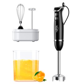 Sangcon 5-in-1 Immersion Blender Handheld, Hand Blender with 1000ml Blending Cup Storage Base, 2-Speed Adjustable Stick Blender, 304 Stainless Steel Blades, Detachable Blender, Whisk, Milk Frother