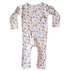 Doodalou Soft Bamboo Viscose Baby Romper - Christmas Collection - Lightweight, Pacifier Clip, Inseam Zipper