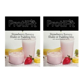 PROTIFIT - High Protein Strawberry Banana Pudding & Shake Mix 2 Pack, 15g Protein, Low Calorie, Low Fat, Low Carb, Aspartame Free, Idea Protein Compatible, Meal Replacement, 7 Servings Per Box, (2 Pack)