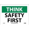 NMC TS110P OSHA Sign, Legend "THINK - SAFETY FIRST", 10"