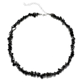 Kicomvi Crystal Stone Necklaces for Women Natural Seed Bead Gemstone Chakra Necklaces Colorful Crystal Healing Chip Choker for Women Jewelry (black)