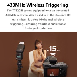 Godox TT520III TT520 III TT520-III Thinklite Digital Camera Flash Speedlite with RT Transmitter, 433MHz Wireless Trigger Compatible with Canon Nikon Panasonic Olympus Pentax and Other DSLR Cameras