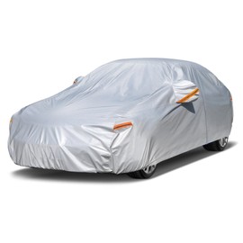 Kayme 6 Layers Car Cover Waterproof All Weather for Automobiles, Outdoor Full Cover Rain Sun UV Protection with Zipper Cotton, Universal Fit for Sedan (194-208 inch)