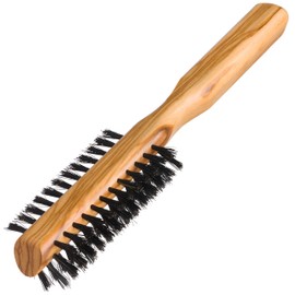 REDECKER Wild Boar Bristle Half Round Hairbrush with Waxed Olive Wood Handle, 8-1/2-Inches - Natural Boar Bristle Hair Brush Half Round - Imported Half Rounded Hair Brush