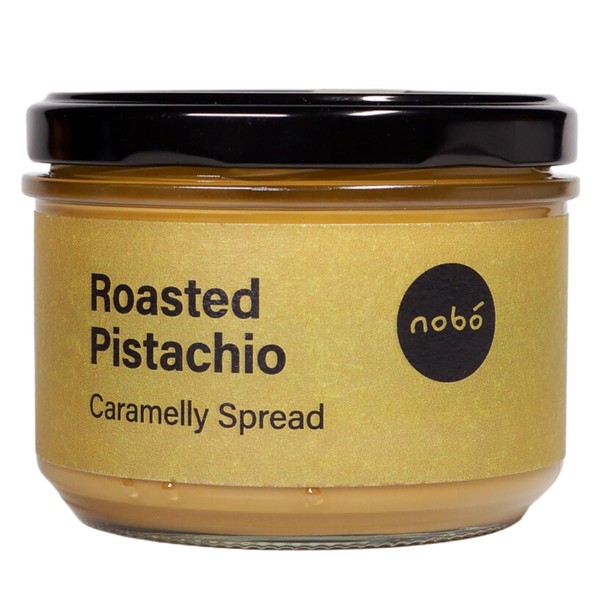 nobó Pistachio Spread - With Roasted Pistachios, Cashew Nuts, Coconut Sugar & Extra Virgin Olive Oil - Plant Based, Refined Sugar Free, Palm Oil Free, Gluten Free - 200g Pistachio Cream Nut Butter