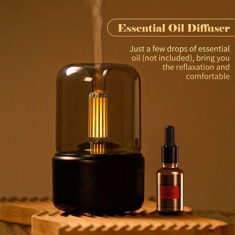 Candlelight Style Aroma Diffuser 120mL Mist Humidifier Warm White Night