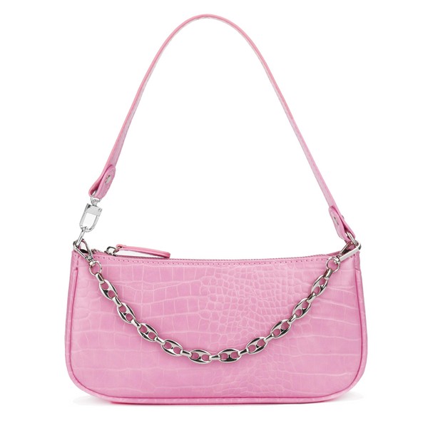 YIUOR Handbag with Chain Strap Retro Faux Leather Classic Clutch