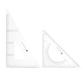 HARFINGTON 2piece Triangle Ruler Square Set 22cm 30/60 and 45/90 Degrees Measuring Tools for Classrooms Home Office, Transparent